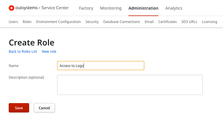 Service Center Create Role